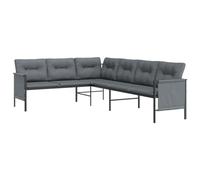 vidaXL Canapé d'angle de Jardin, Siège avec Coussins et Dossier, Meuble de Terrasse Patio Extérieur, Anthracite Acier et Textilène