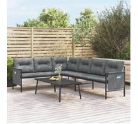 vidaXL Canapé d'Angle de Jardin, Siège avec Coussins et Dossier, Meuble de Terrasse Patio Extérieur, Anthracite Acier et 362812