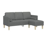 Canapé D'angle 3 Places Vidaxl Gris Foncé 160 Cm En Tissu Gris