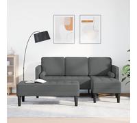 Vidaxl Canapé D'angle Ensemble De 2 Gris Foncé Polyester Gris