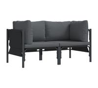 vidaXL Canapé d'angle extérieur, Anthracite, modèle 2X. Cadre en Acier avec Un revêtement en Poudre. Coussins en Tissu Polyester résistant aux UV. Parfait pour Les balcons. Un Petit Assemblage nécess
