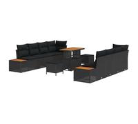 vidaXL Canapé d'angle pour Le Jardin avec Coussins en polyrotin Noir, Pieds réglables. C'est Un mobilier de Jardin stylé pour Le Balcon ou Le Patio, Super Confortable avec 8 Places. Résistant aux UV.