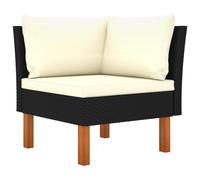 Fauteuil d'angle - VIDAXL - Eucalyptus massif - Polyrotin - Noir - 2 personnes
