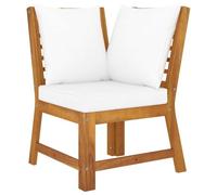 vidaXL Canapé d'angle Sectionnel avec Coussin Canapé de Patio Canapé d'Extérieur Meuble de Jardin Meuble de Terrasse Crème Bois d'Acacia Massif