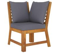 vidaXL Canapé d'angle Sectionnel avec Coussin Canapé d'Extérieur Meuble de Jardin Patio Salon Terrasse Intérieur Gris Foncé Bois d'Acacia