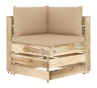 Vidaxl Canapé D'angle Sectionnel Avec Coussins Bois Imprégné De Vert