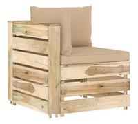 vidaXL Canapé d'angle sectionnel avec coussins Bois imprégné de vert Vert G