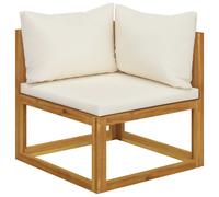 Vidaxl Canapé D'angle Sectionnel Et Coussin Blanc Crème Bois D'acacia