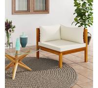 Vidaxl Canapé D'angle Sectionnel Et Coussin Blanc Crème Bois D'acacia