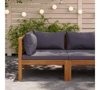 Vidaxl Canapé D'angle Sectionnel Et Coussins Gris Foncé Bois D'acacia