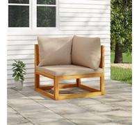 vidaXL Canapé d'angle sectionnel et coussins taupe bois massif acacia Taupe G