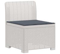 vidaXL Canapé de Jardin 1 Place avec Coussin Look rotin PP Blanc, Canapé résistant aux intempéries pour Jardin, Balcon, véranda, Salon, idéal pour s'asseoir Dehors