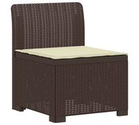 vidaXL Canapé de Jardin 1 Place avec Coussin Look rotin PP Marron, Canapé résistant aux intempéries pour Jardin, Balcon, véranda, Salon, idéal pour s'asseoir Dehors