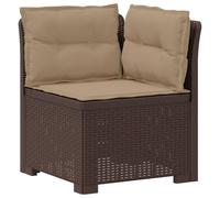 vidaXL Canapé de Jardin 1 Place avec Coussins Look rotin PP Marron, Canapé résistant aux intempéries pour Jardin, Balcon, véranda, Salon, idéal pour s'asseoir Dehors