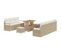 vidaXL Canapé de Jardin 10 pièces avec Coussins en Poly rotin Beige. Confort assuré pour Le Patio et la véranda, Parfait pour l'aménagement de la terrasse et du Salon.