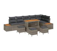 vidaXL Canapé de Jardin 10 pièces avec Coussins en Poly rotin Gris, Un Salon modulable Parfait pour Les balcons, patios et Jardins. Mobilier Lounge pour terrasse ou Salle à Manger.