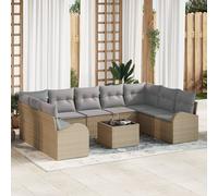 Vidaxl Canapé De Jardin 10 Pièces Avec Coussins Rattan Beige Et Gris
