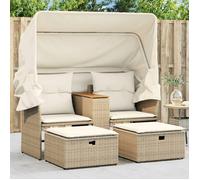 vidaXL Canapé de Jardin 2 Places avec Auvent et Tabourets, Siège avec Repose-pieds, Transat avec Dossier, Meuble de 365802