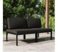 vidaXL Canapé de jardin 2 places avec coussins Aluminium Anthracite, ensemble de canapés de jardin, ensemble de canapés, 3107781