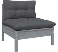 Vidaxl Canapé 2 Places De Jardin Et Coussins Gris Bois De Pin Solide Multicolore