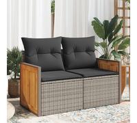 Vidaxl Canapé De Jardin 2 Places Avec Coussins Gris Résine Tressée
