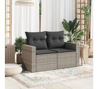 Vidaxl Canapé De Jardin 2 Places Avec Coussins Gris Résine Tressée