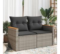 vidaXL Canapé de Jardin 2 Places avec Coussins, Siège avec Dossier et Accoudoirs, Meuble de Patio Terrasse Extérieur, Gris Résine Tressée