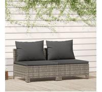vidaXL Canapé de jardin 2 places avec coussins Gris Résine tressée 362691
