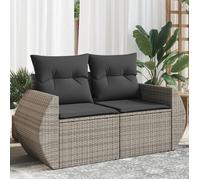 vidaXL Canapé de jardin 2 places avec coussins, siège avec housse – gris résine tressée