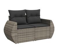 vidaXL Canapé de Jardin 2 Places avec Coussins, Siège avec Housse, Meuble de Terrasse Patio Balcon Cour Extérieur, Gris Résine Tressée
