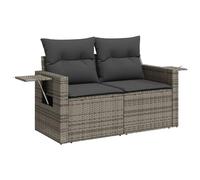 vidaXL Canapé de Jardin 2 Places avec Coussins, Siège avec Housse, Meuble de Terrasse Patio Balcon Cour Extérieur, Gris Résine Tressée