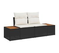 Vidaxl Canapé De Jardin 2 Places Avec Rangement & Coussins Noir Poly Rattan Noir