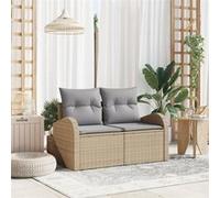 Canapé de Jardin 2 Places avec Rangement et Coussins Beige Poly Rattan 42006745