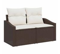 vidaXL Canapé de Jardin 2 Places avec Rangement et Coussins en Poly rotin Marron