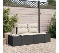 vidaXL Canapé de jardin 2 places avec rangement et coussins en polyrotin noir
