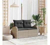 vidaXL Canapé de jardin 2 places avec rangement et coussins gris clair en rattan poly 42006747