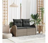 vidaXL Canapé de Jardin 2 Places avec Rangement et Coussins Gris en Poly Rattan