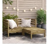 Canapé de Jardin 2 Places avec Repose-pieds, Siège avec Dossier, Meuble de Terrasse Patio Arrière-cour Extérieur, Bois Pin Imprégné