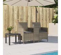 vidaXL Canapé de jardin 2 places avec table et coussins résine tressée, canapé d'extérieur, salon de jardin, meuble de 4003886
