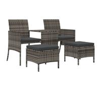 Vidaxl Canapé De Jardin 2 Places Avec Table Et Tabourets Gris Rotin