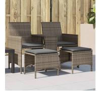 Vidaxl Canapé De Jardin 2 Places Avec Table Et Tabourets Gris Rotin