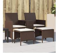 Vidaxl Canapé De Jardin 2 Places Avec Table Et Tabourets Marron Rotin