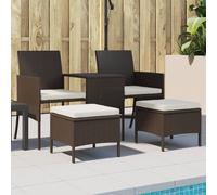 vidaXL Canapé de jardin 2 places avec table & tabouret Poly rotin brun