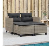 Vidaxl Canapé De Jardin 2 Places Avec Tabourets Gris Clair Poly Rotin