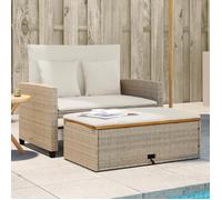 vidaXL Canapé de Jardin 2 Places Coussins, Siège de Patio, Meuble de Terrasse Balcon Arrière-cour Extérieur, Beige Résine 365143