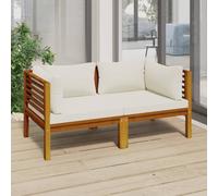 vidaXL Canapé de jardin 2 places – Bois d'acacia massif – Coussin crème