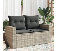 vidaXL Canapé de Jardin 2 Places et Coussins, Siège avec Housse, Meuble de Terrasse Patio Balcon Extérieur, Gris Clair 366184