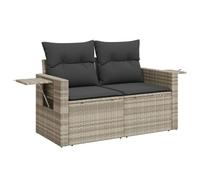 vidaXL Canapé de jardin 2 places 366185 – Résine tressée, coussins, housse, gris clair