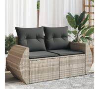 Vidaxl Canapé De Jardin 2 Places Et Coussins Gris Clair Résine Tressée
