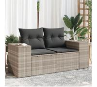 vidaXL Canapé de Jardin 2 Places et Coussins, Siège avec Housse, Meuble de Terrasse Patio Balcon Extérieur, Gris Clair 366198
